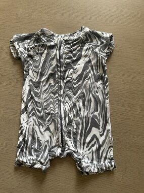 Little Sleepies Gray and White Marble Print One-Piece